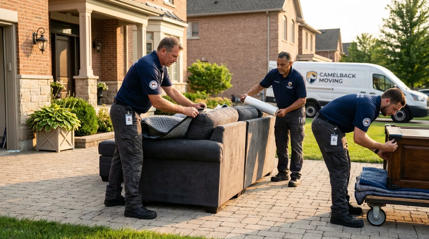 Large estate moving crew wrapping furniture in Ocean Springs, MS