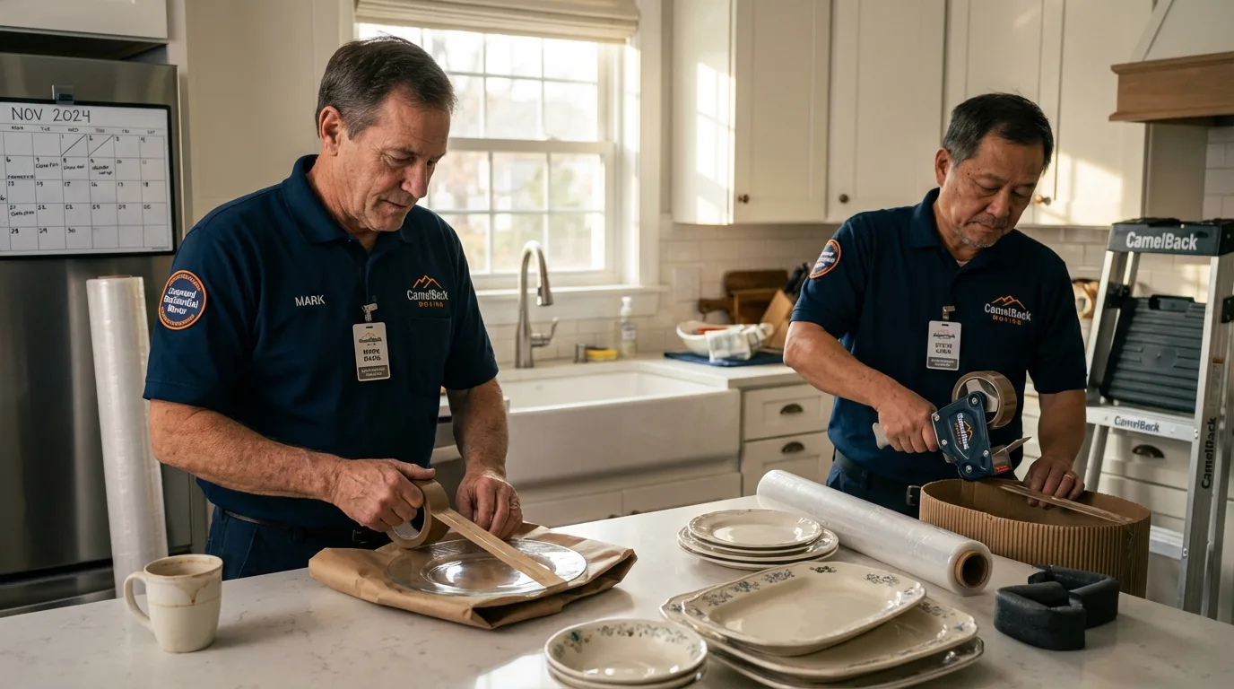 Professional crew packing kitchen dishware in Ocean Springs, MS